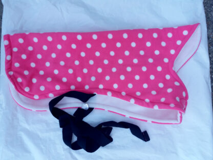 Dog Fleece - Pink with White Spots - White Lining