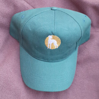 Embroidered Baseball Cap -Green with White Standing Hound