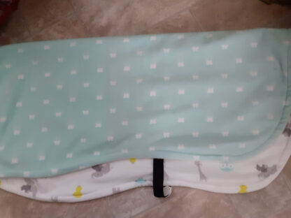Dog Fleece - Mint with White Butterflies - White with Animals Lining