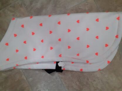 Dog Fleece - White with Pink Hearts - Same Lining