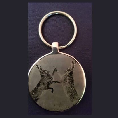 Stainless Steel Keyring - Boxing Hares