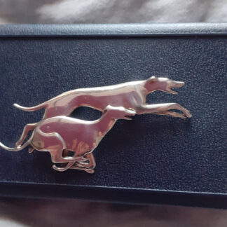 Gingerberry Sterling Silver Brooch Pair Running Hounds
