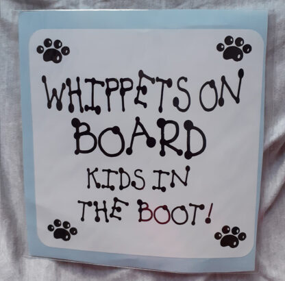 Vinyl Car Sticker Whippets On Board Kids In Boot