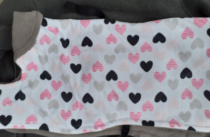 Dog Fleece White Mixed Coloured Hearts With Grey Lining