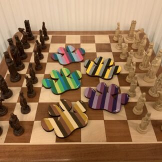 Milo & Mimi Striped Paw Print Wooden Coaster