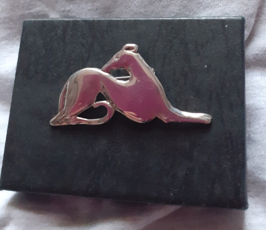 Gingerberry Sterling Silver Brooch Reclining Hound