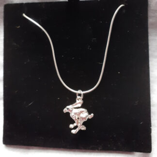 Harriet Glen Sterling Silver Pendant - Running Hare with Sapphire Eyes